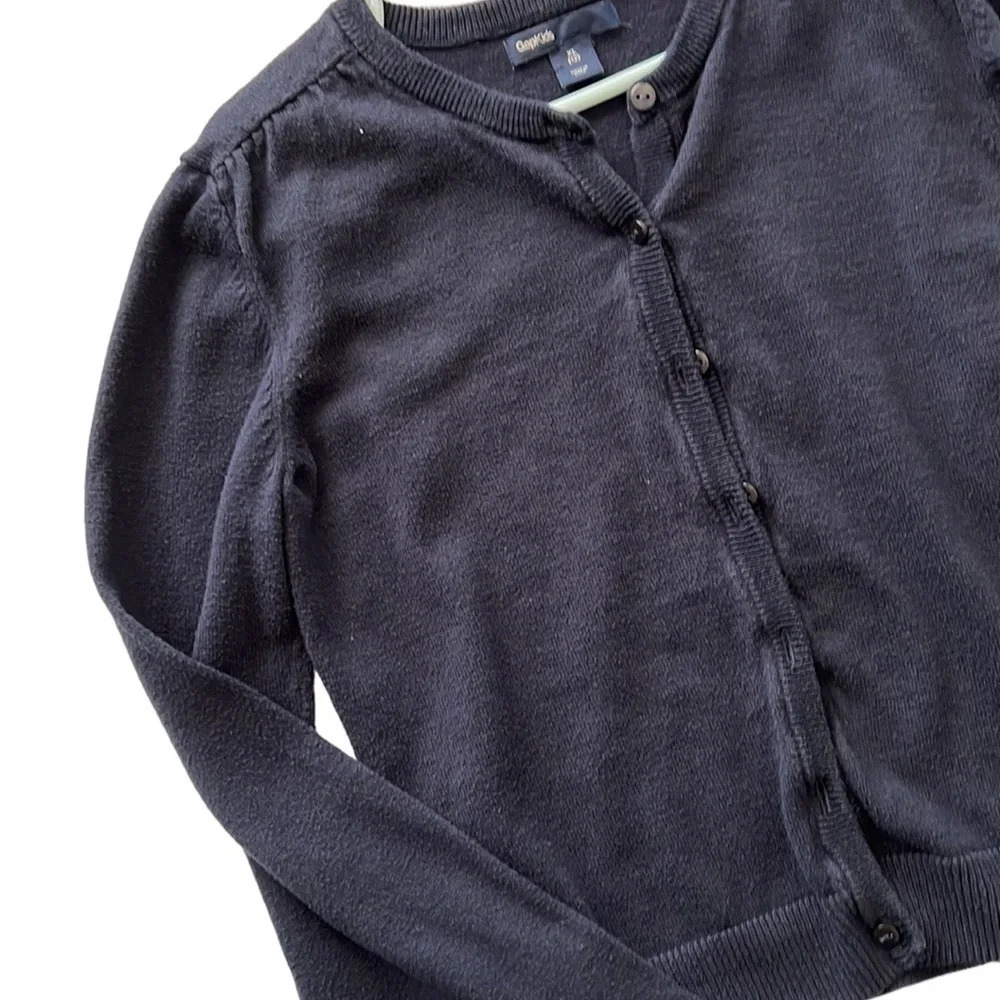 GapKids girls navy blue button down cardigan - Picture 3 of 4